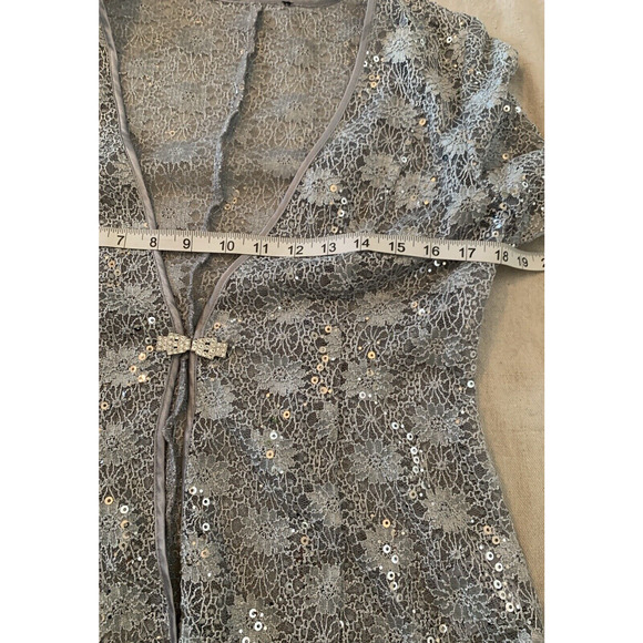 Vintage R&M Collection Lace Maxi Dress Womens Size 6 Pale Blue Sequins & Jacket - Picture 13 of 16